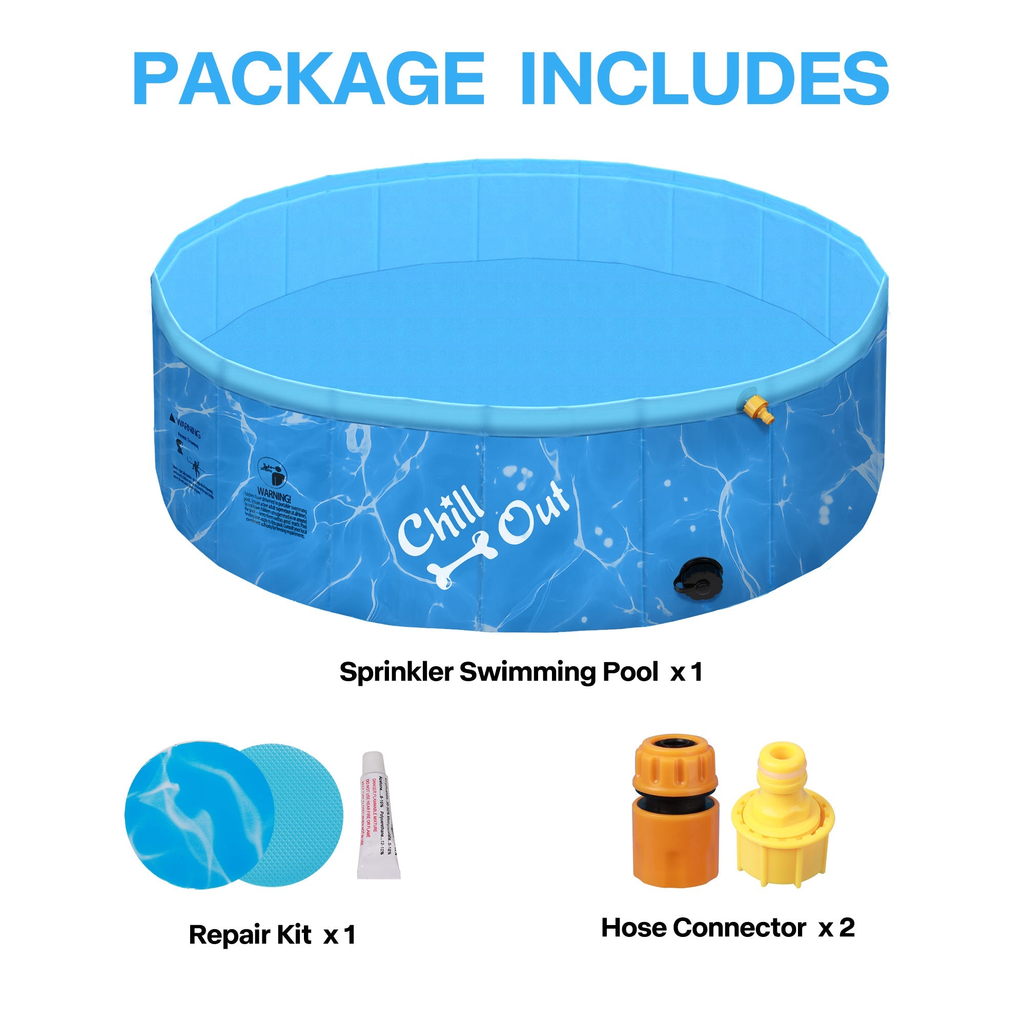 Chill Out - Dog Pool - 2-in-1 Foldable Sprinking Pool  for Outdoor Backyard