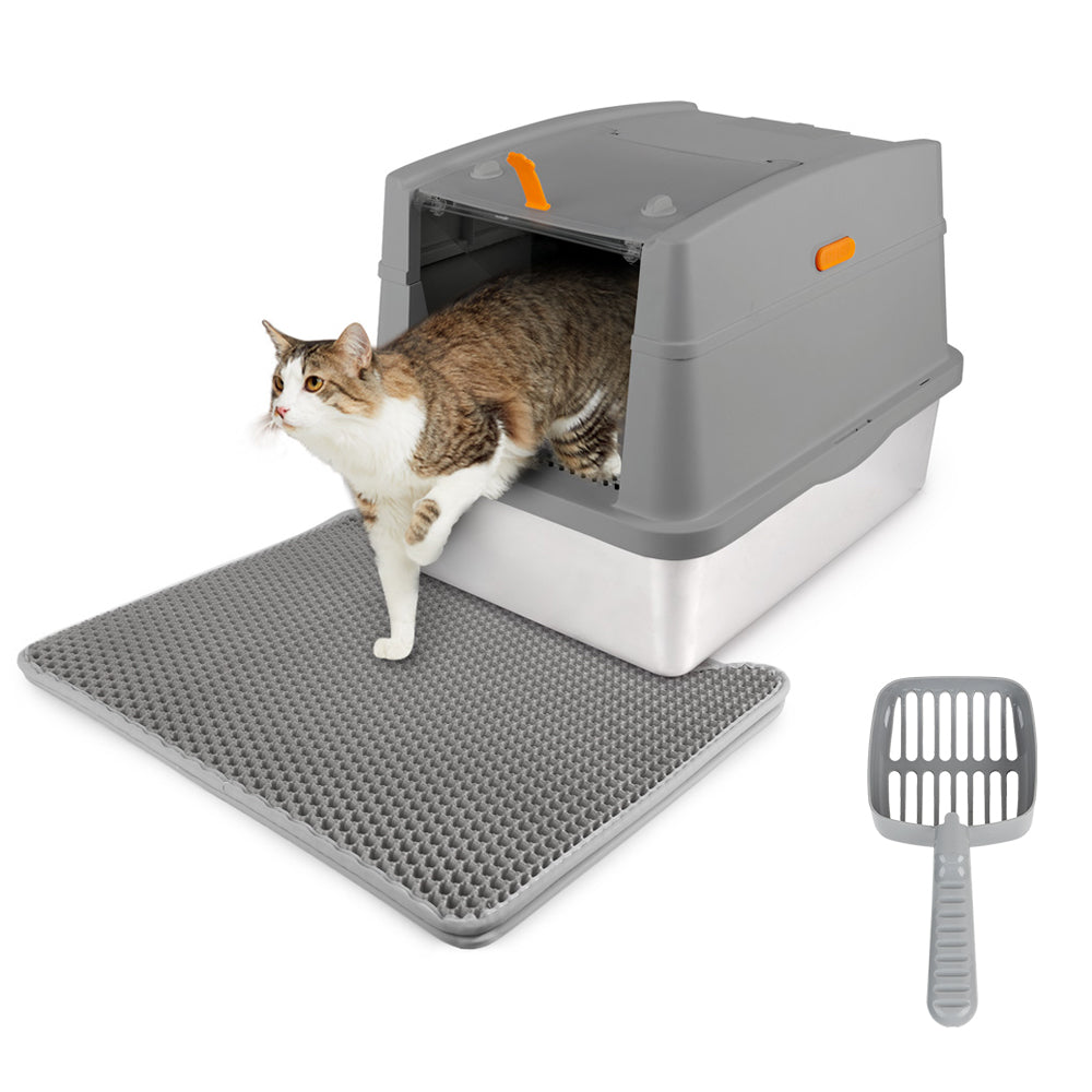 Go Fresh - Cat Litter Box Hooded Stainless Steel Base