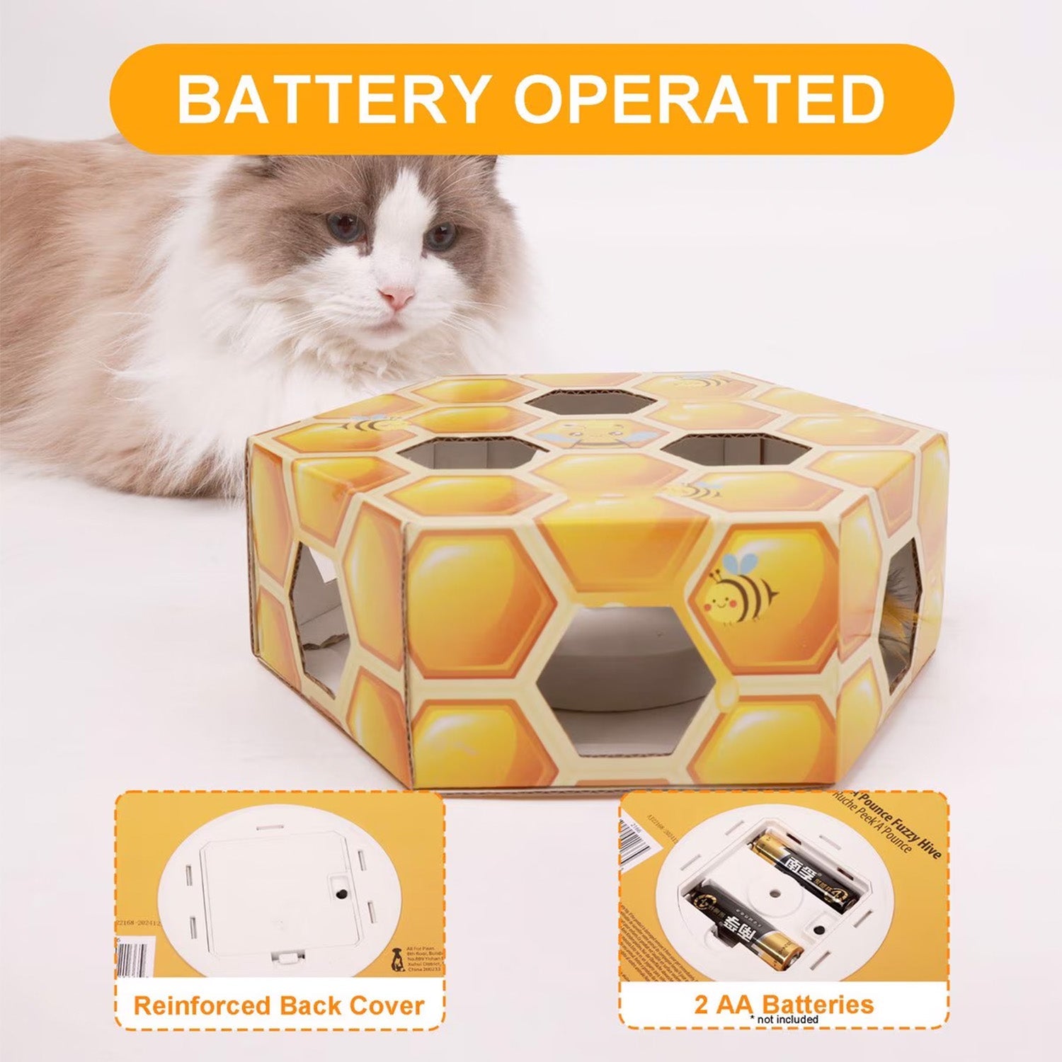 Interactive - Cat Toy -  Peek'A'Pounce Fuzzy Hive