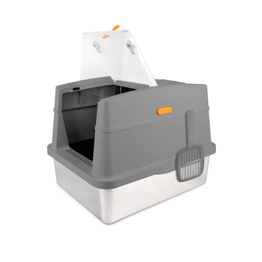 Go Fresh - Cat Litter Box Hooded Stainless Steel Base