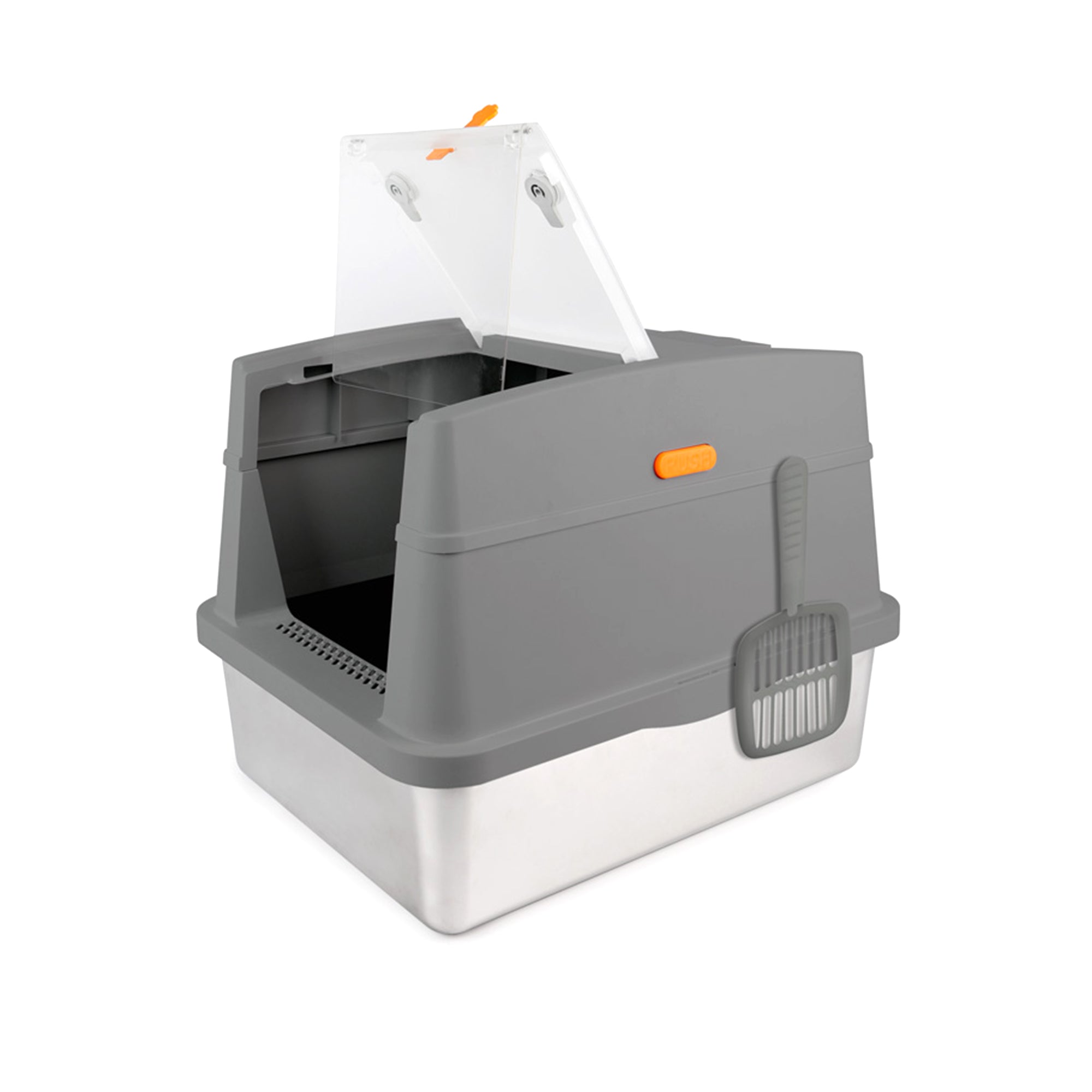 Go Fresh - Cat Litter Box Hooded Stainless Steel Base