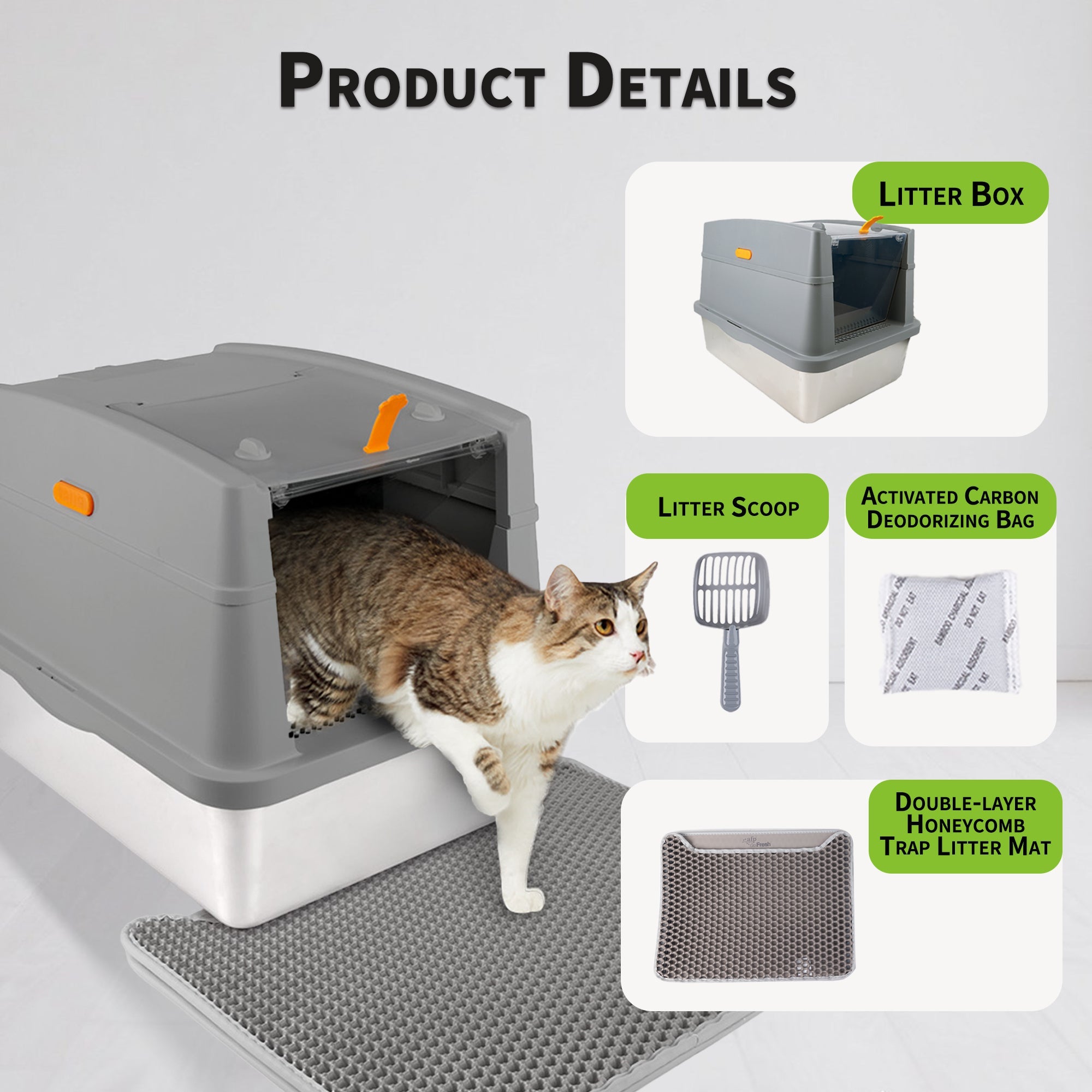Go Fresh - Cat Litter Box Hooded Stainless Steel Base