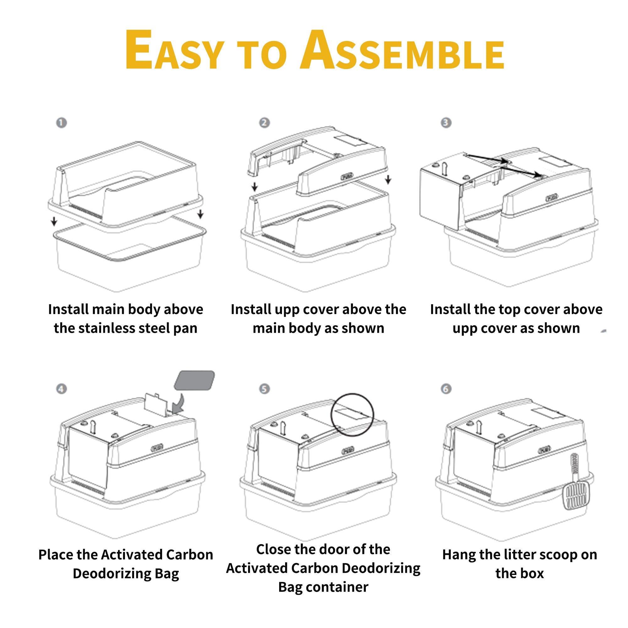 Go Fresh - Cat Litter Box Hooded Stainless Steel Base