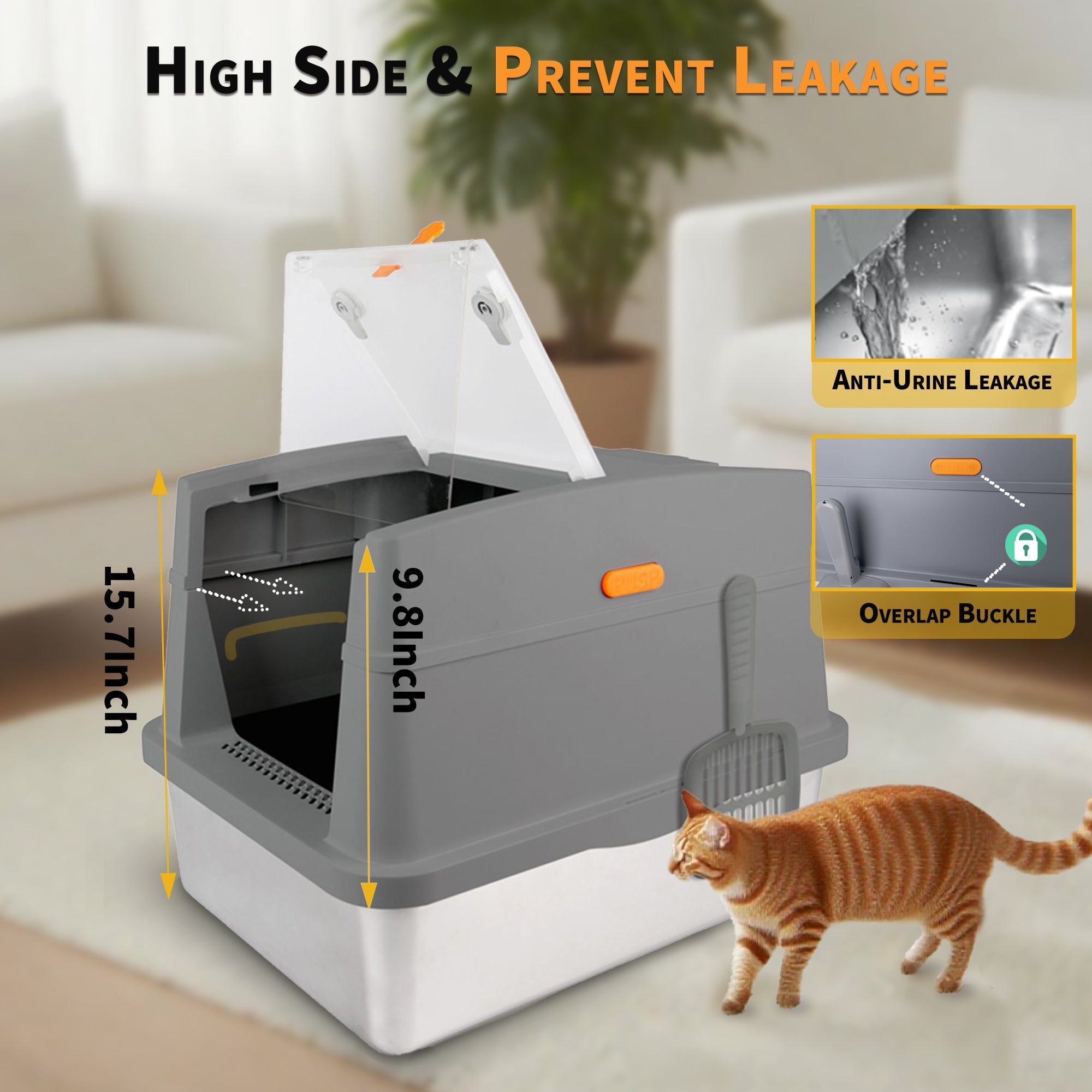 Go Fresh - Cat Litter Box Hooded Stainless Steel Base