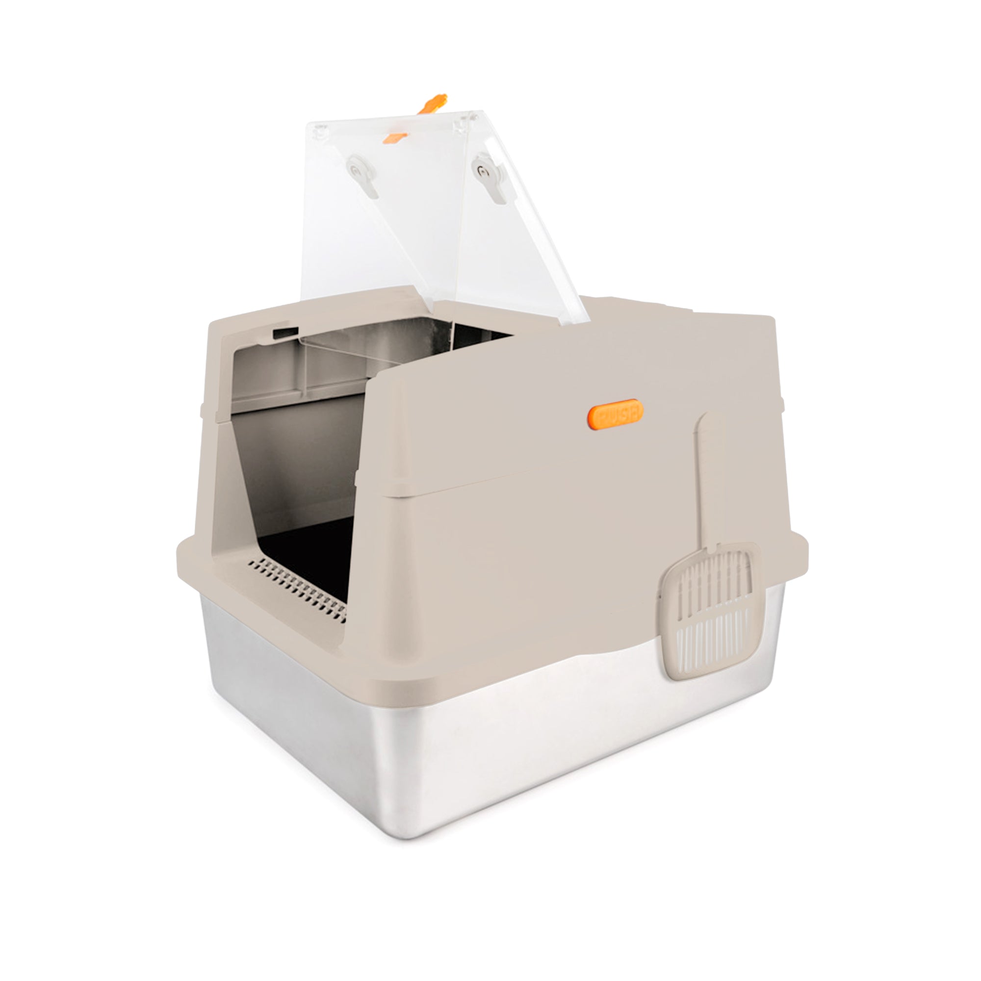 Go Fresh - Cat Litter Box Hooded Stainless Steel Base