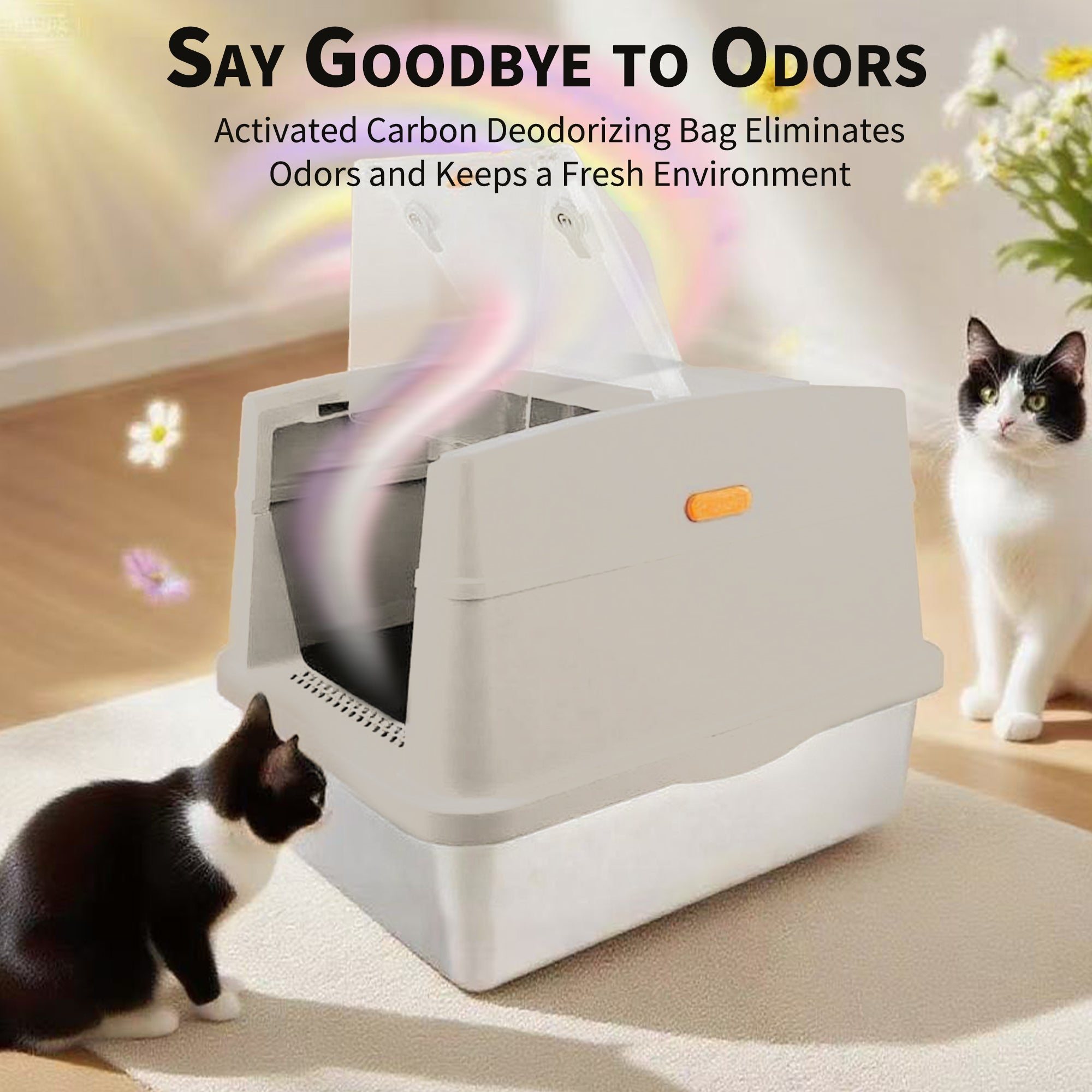 Go Fresh - Cat Litter Box Hooded Stainless Steel Base