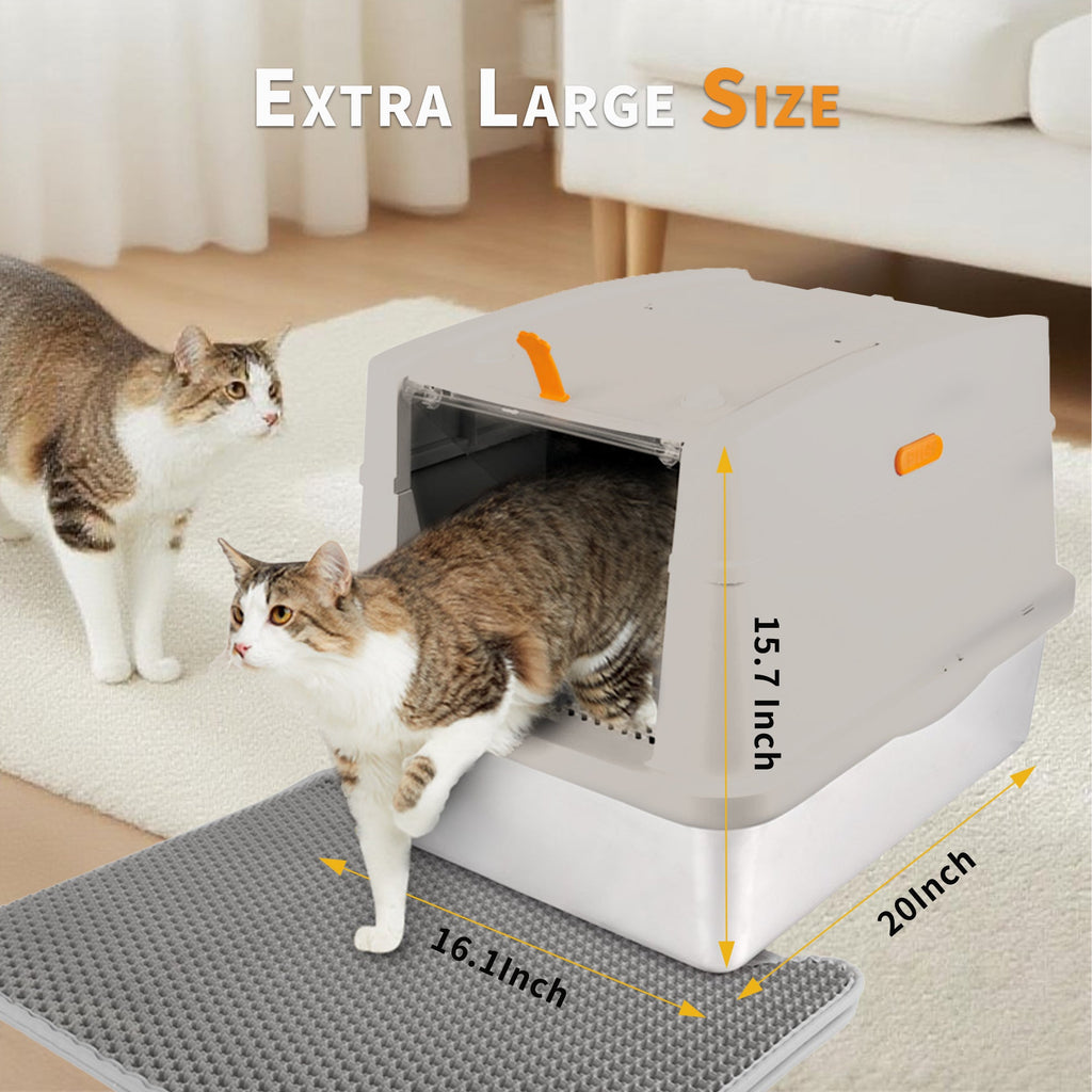 Go Fresh - Cat Litter Box Hooded Stainless Steel Base