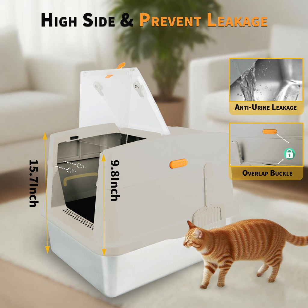 Go Fresh - Cat Litter Box Hooded Stainless Steel Base