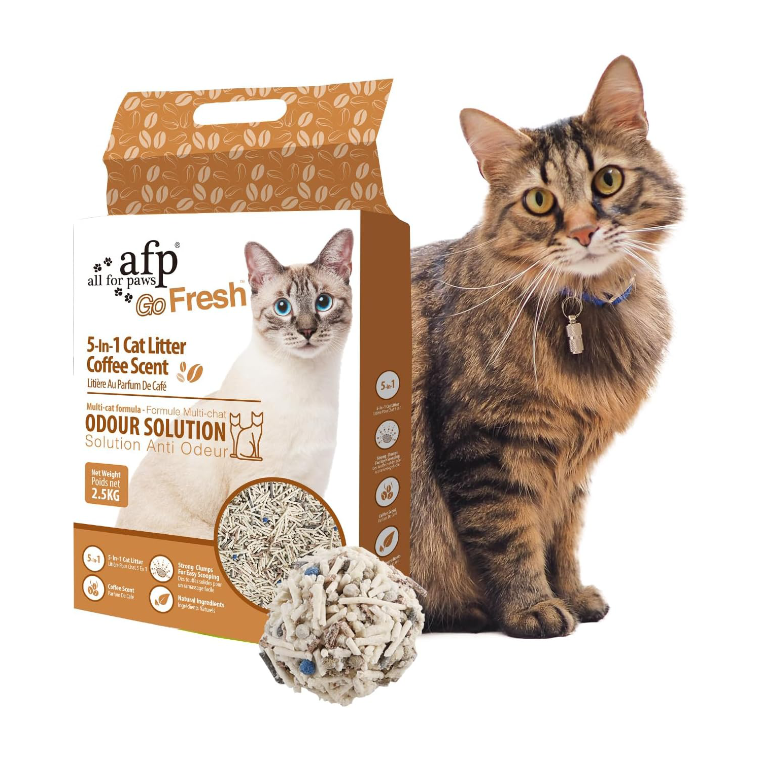 Natural 5 in 1 Mixed Clumping Cat Litter with Recycled Coffee Grounds