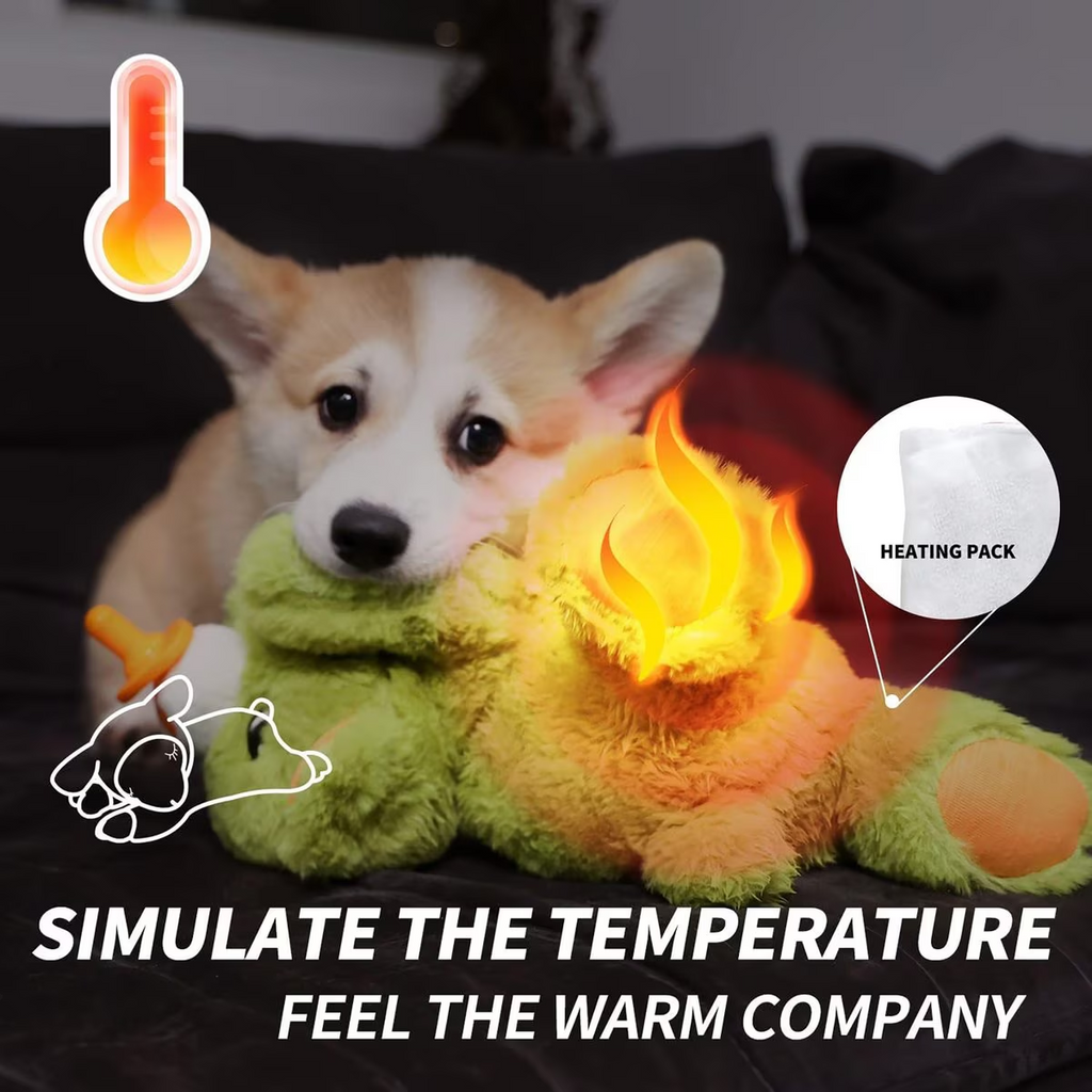 Pups- Puppy Soothing Heartbeat Warm Bear Comfort Dog Sleep Aid Plush Toy - Pacifier Buddy