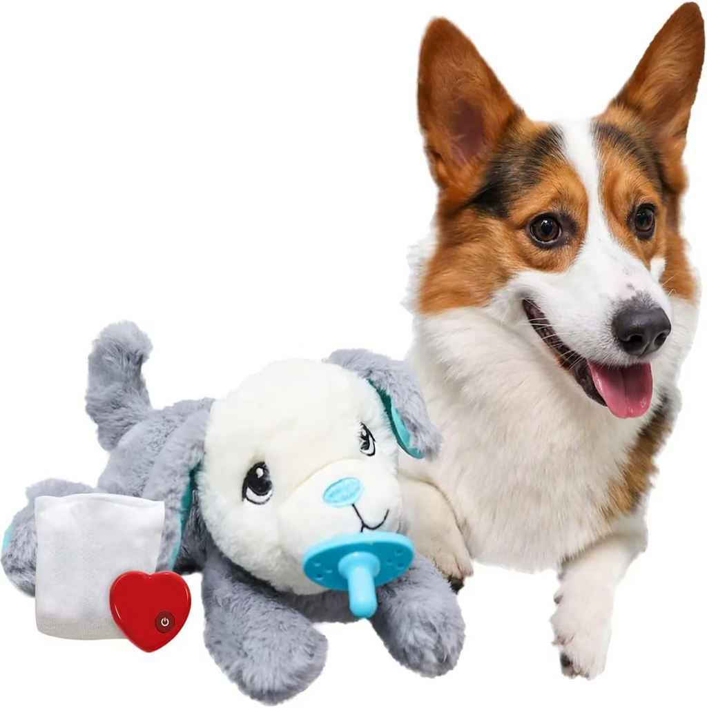 Pups - Puppy Soothing Heartbeat Warm Bear Comfort Dog Sleep Aid Plush Toy - Pacifier Buddy