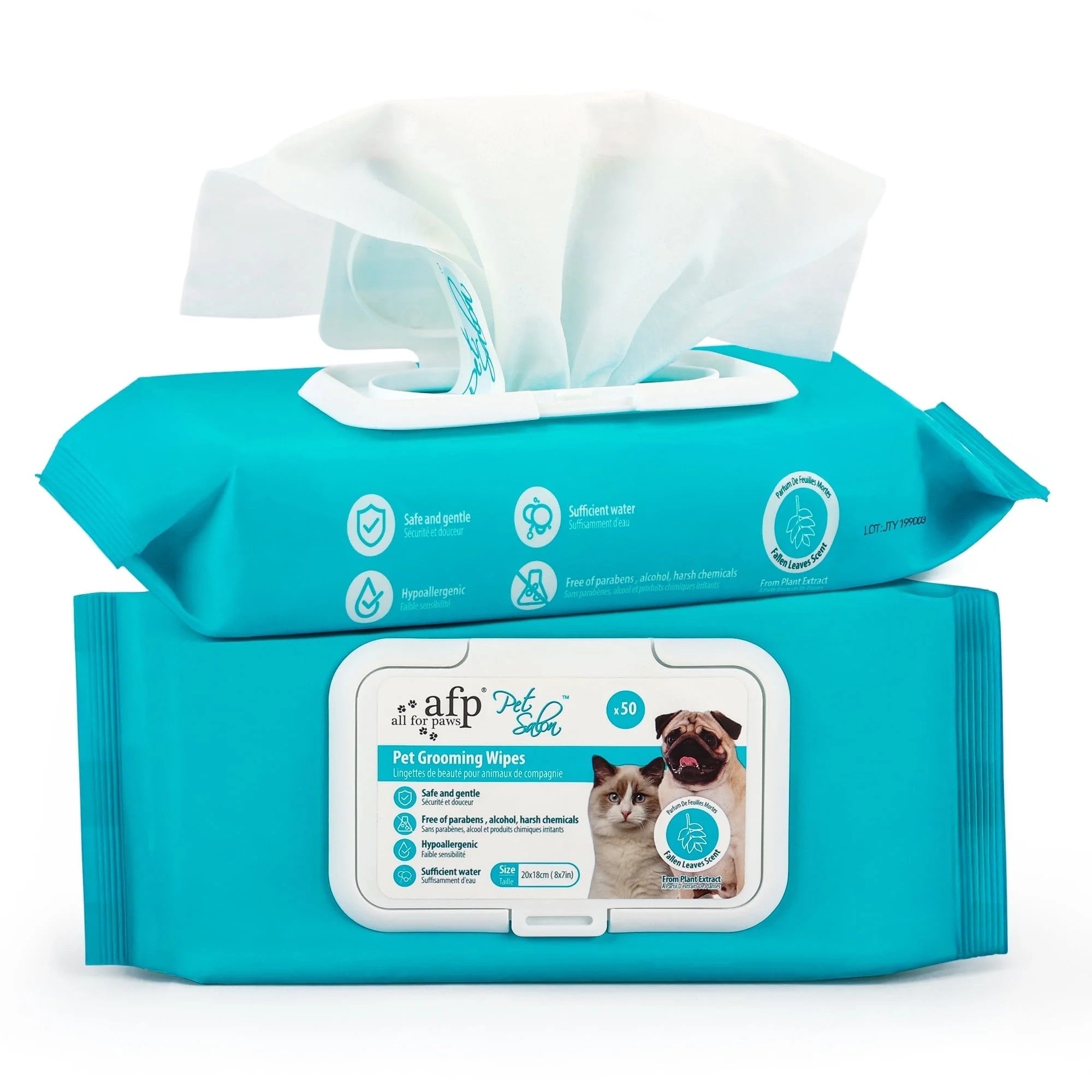 Natural Pet Grooming Wipes for Dogs & Cats - 50 counts/pack, Fresh Larch Scent