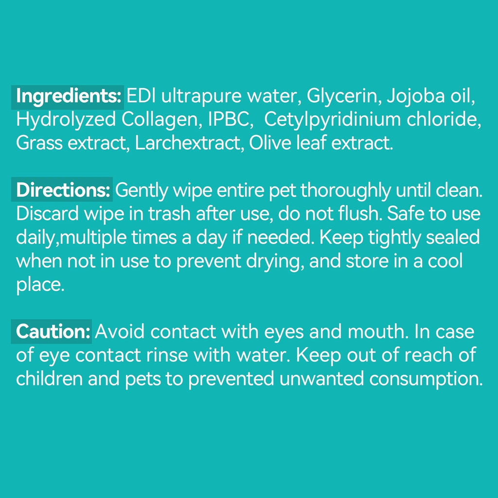 Natural Pet Grooming Wipes for Dogs & Cats - 50 counts/pack, Fresh Larch Scent