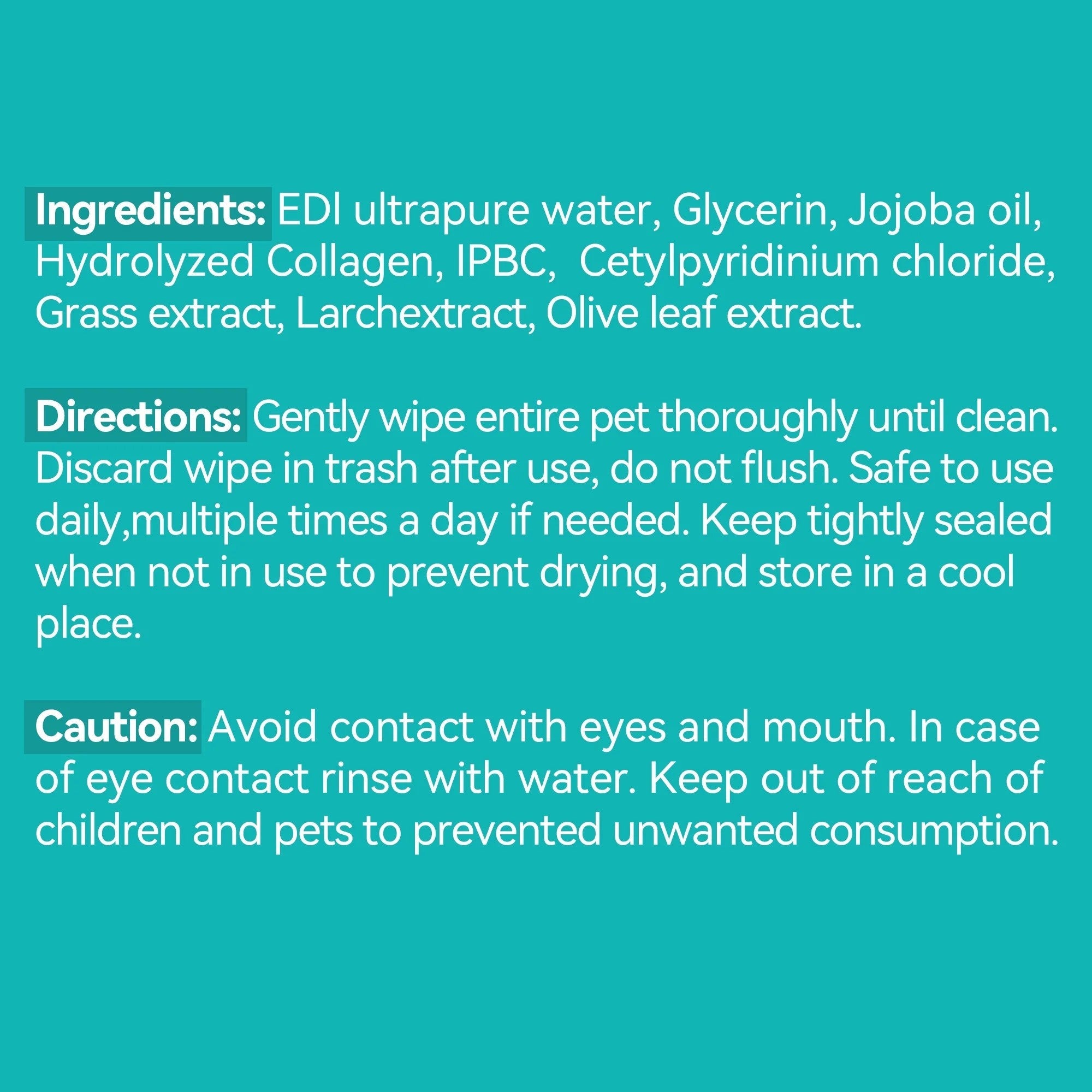 Natural Pet Grooming Wipes for Dogs & Cats - 50 counts/pack, Fresh Larch Scent