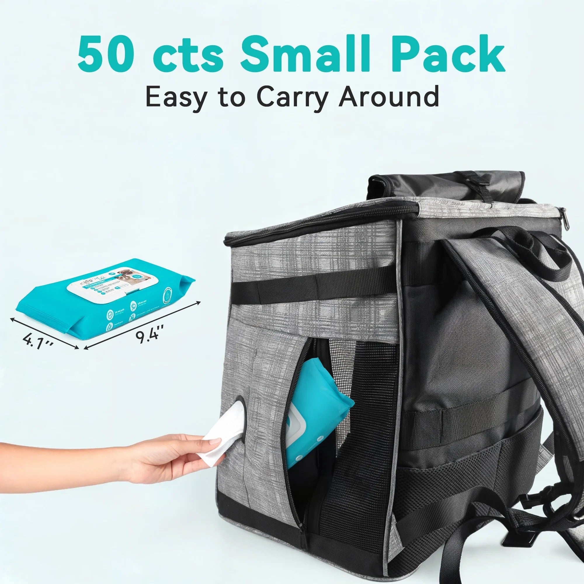 Natural Pet Grooming Wipes for Dogs & Cats - 50 counts/pack, Fresh Larch Scent