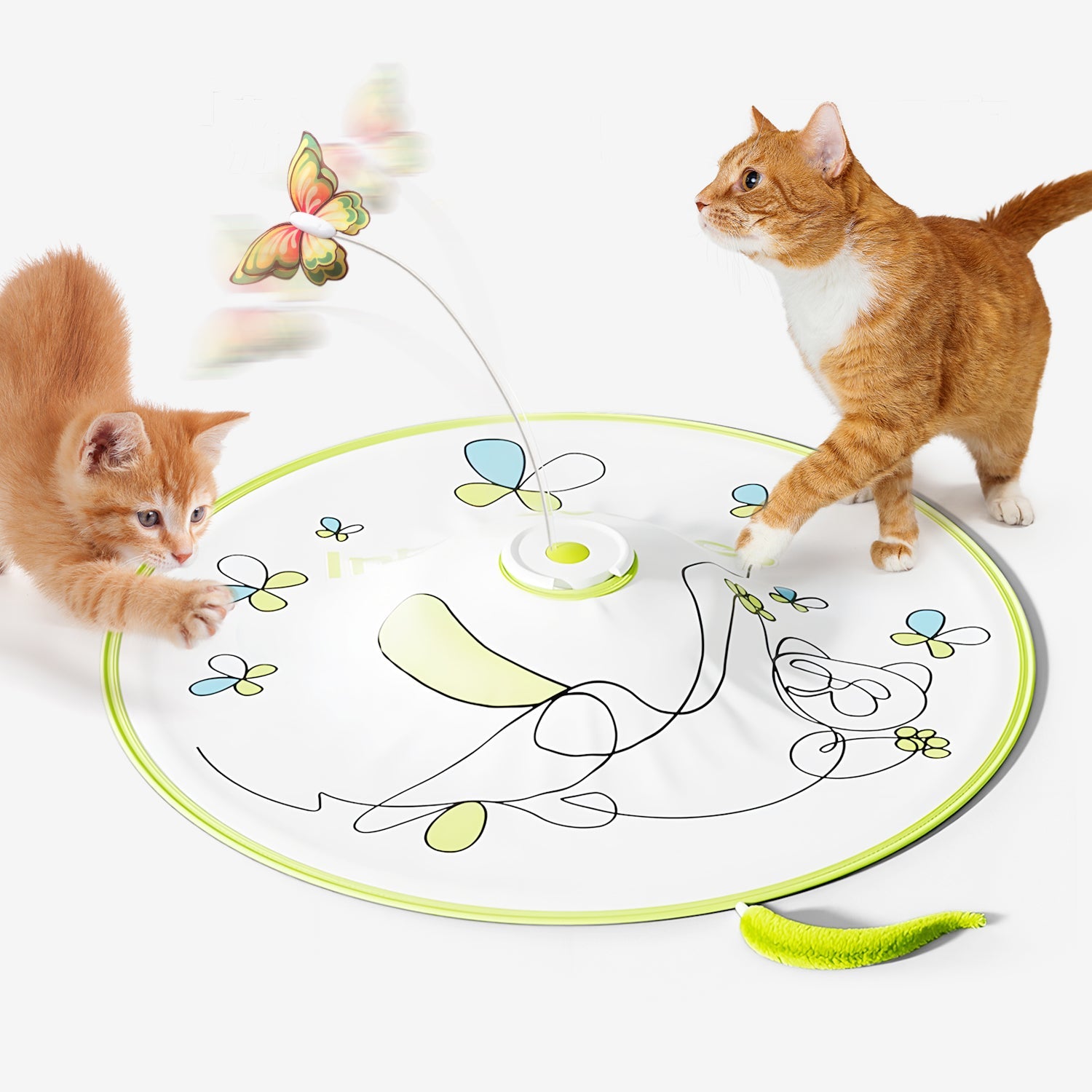 Interactive Flutter Bug Cat Toy with Motion-activated Hide-N-Seek