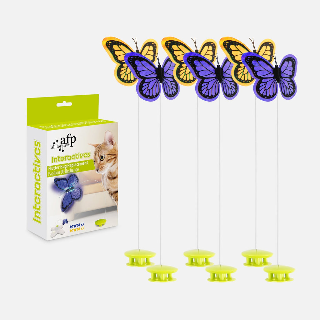 Interactive Flutter Bug Cat Toy with Motion-activated Hide-N-Seek