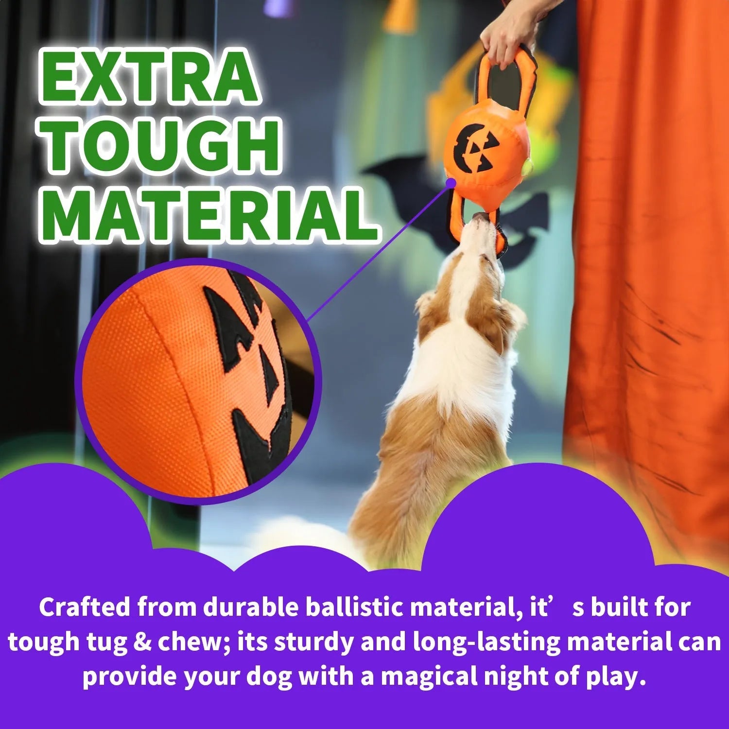 Halloween Handle Ballistic Pumpkin Ball For Dogs