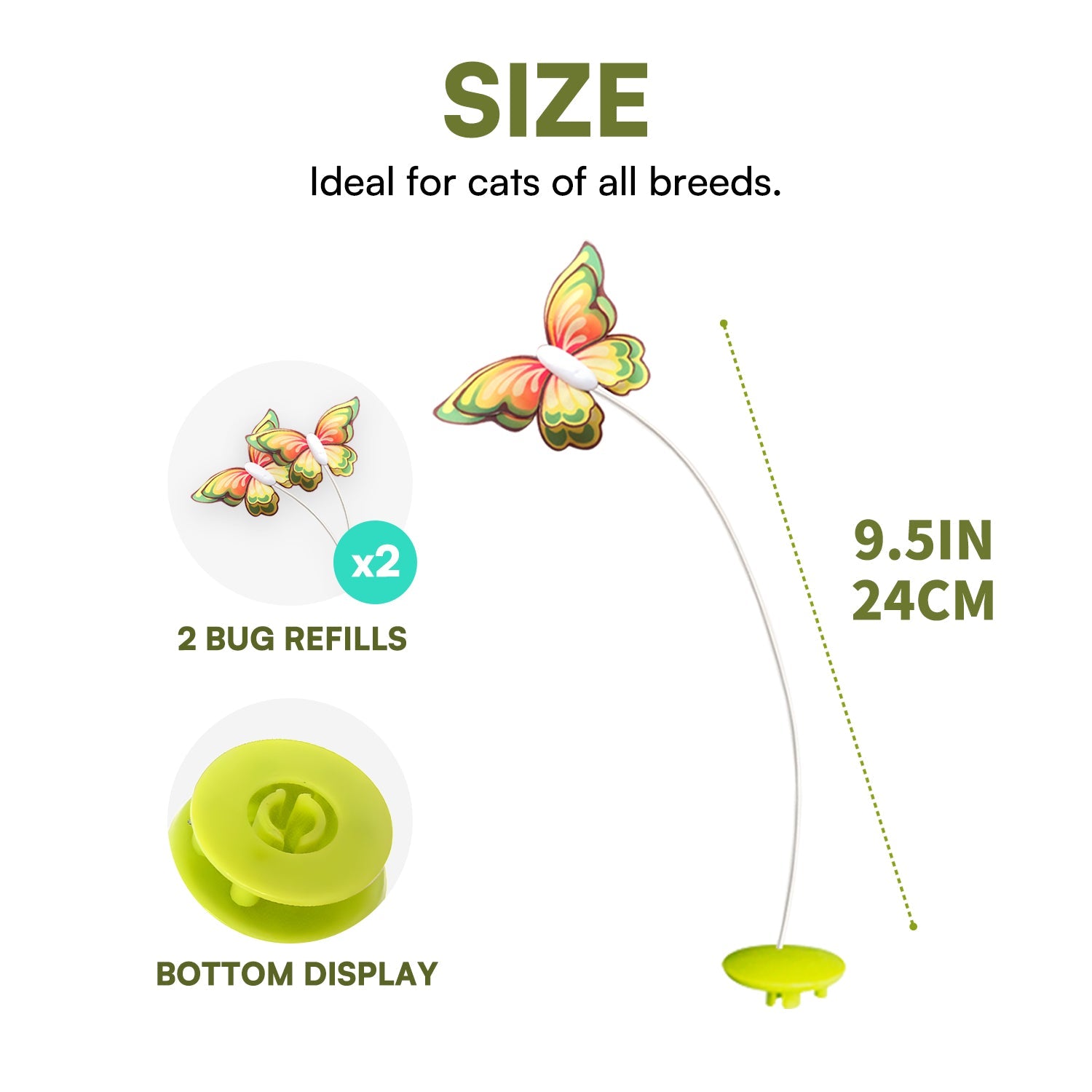 Interactive Flutter Bug Cat Toy with Motion-activated Hide-N-Seek