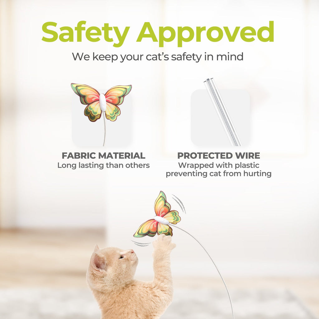 Interactive Flutter Bug Cat Toy with Motion-activated Hide-N-Seek