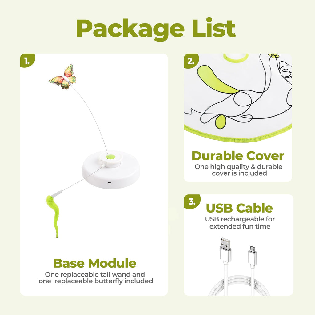 Interactive Flutter Bug Cat Toy with Motion-activated Hide-N-Seek